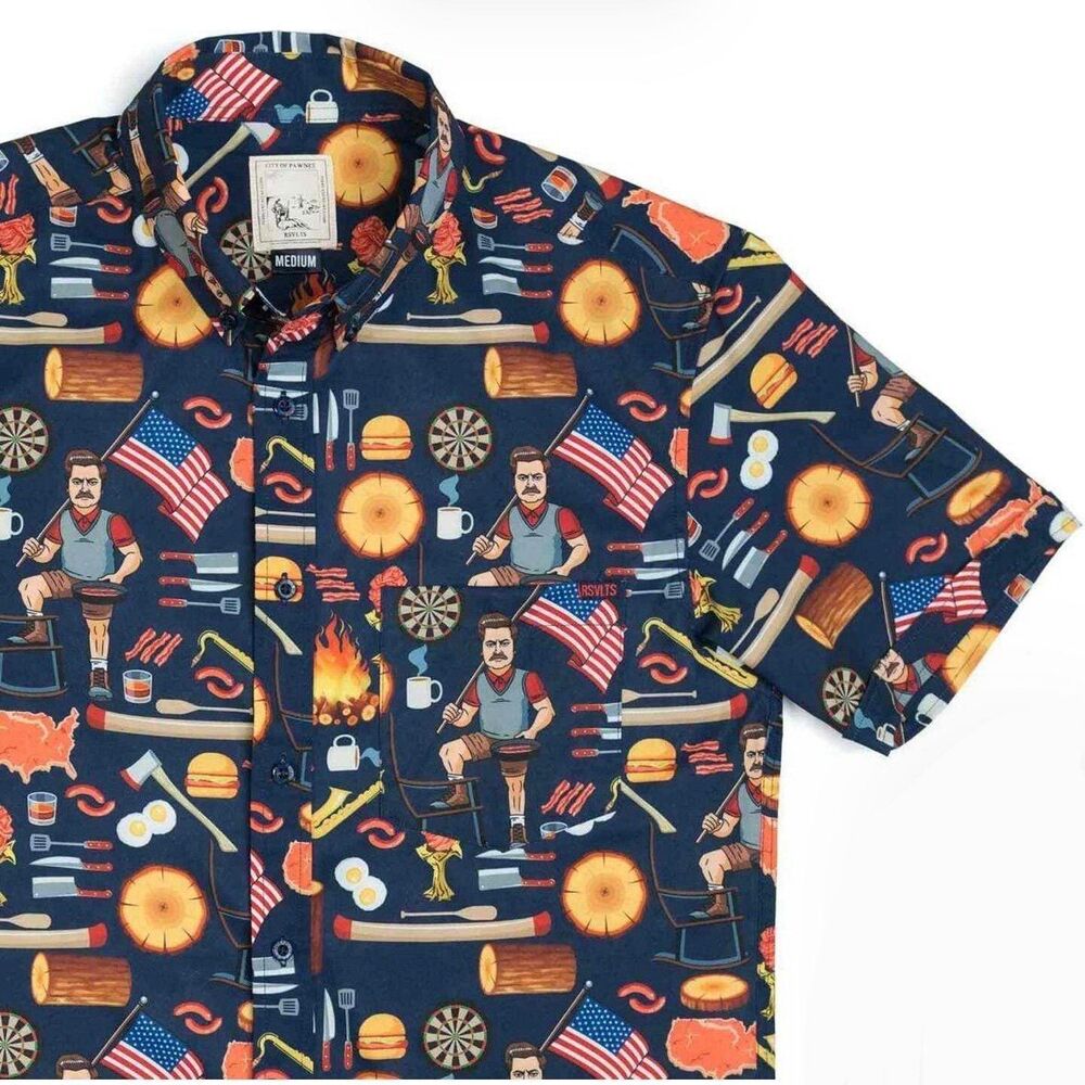 Parks and Recreation x RSVLTS Ron Swanson Button Down Shirt Men’s Size Small